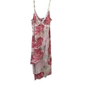 Claire Pettibone Pink Rose Floral Lace Slip Dress Romantic Fairycore Size: M/L
